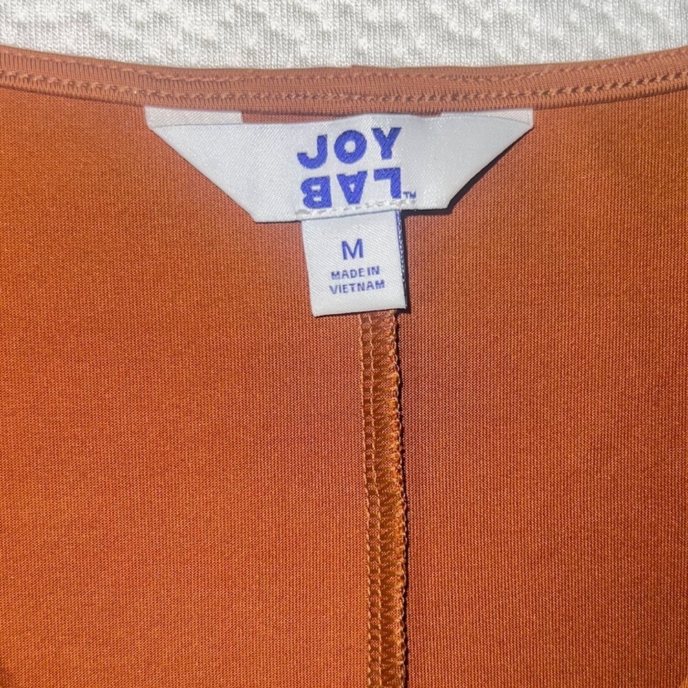 JoyLab Women’s V-Neck Cinched Front Long Sleeve Top - Burnt Orange, Size M - Picture 2 of 13